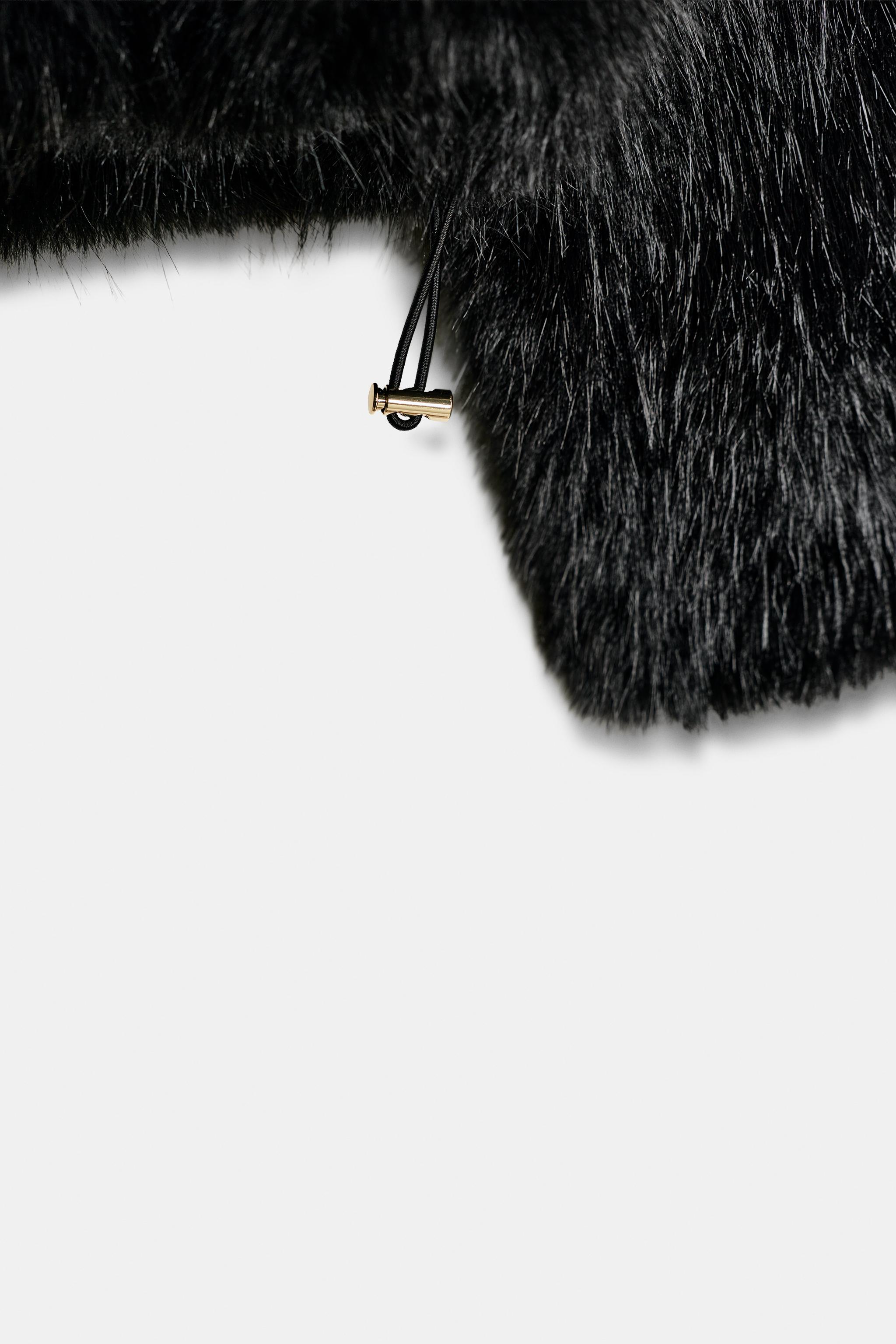 フェイクファーショートコート - ブラック | ZARA Japan / 日本