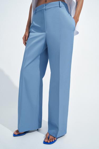 ZW COLLECTION STRAIGHT-LEG TROUSERS - Blue by Zara