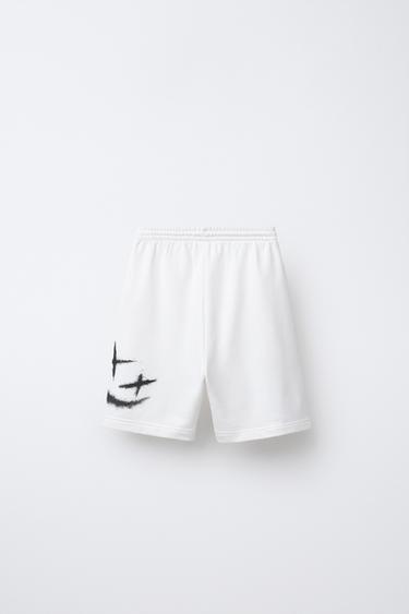 GRAFFITI PRINT BERMUDA SHORTS - Ecru by Zara - Image 1