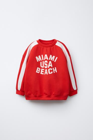 SUDADERA TEXTO BANDAS - Rojo de Zara