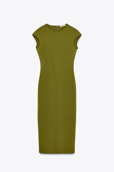 FITTED CREPE DRESS - Olive green by Zara - Image 0
