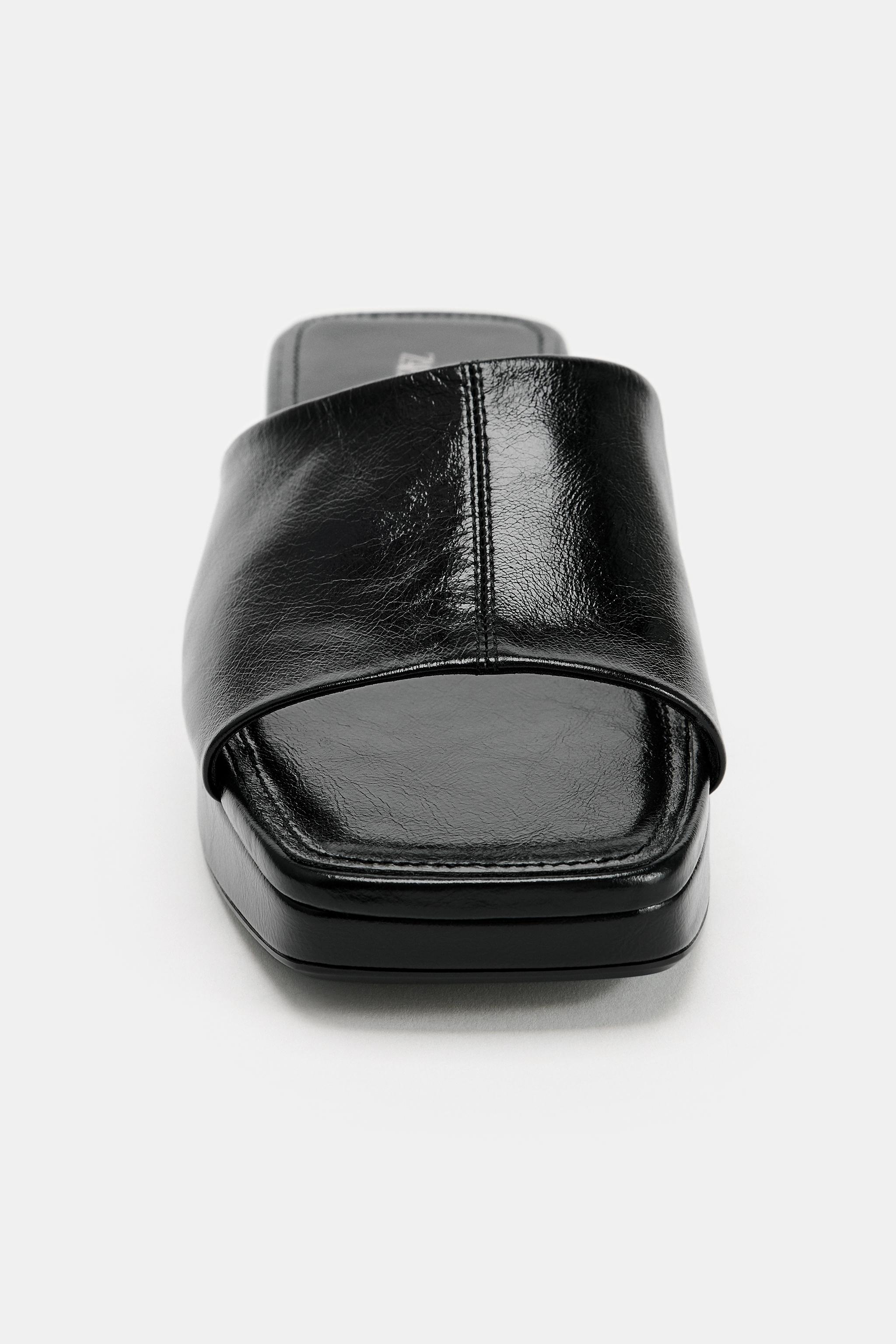 Zara Deri Platform Sandalet görsel 5