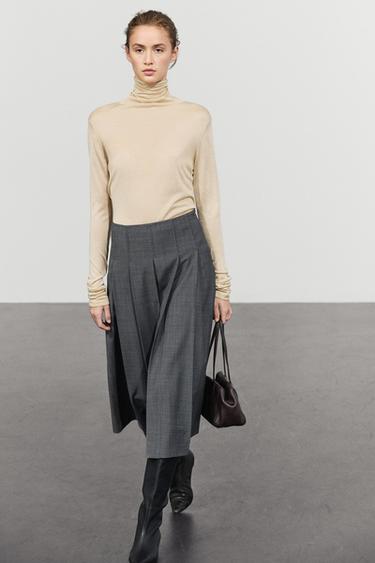 Pleated wool-blend midi skirt — 205 1