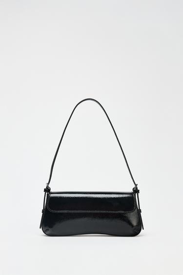 Zara FLAP SHOULDER BAG - Black