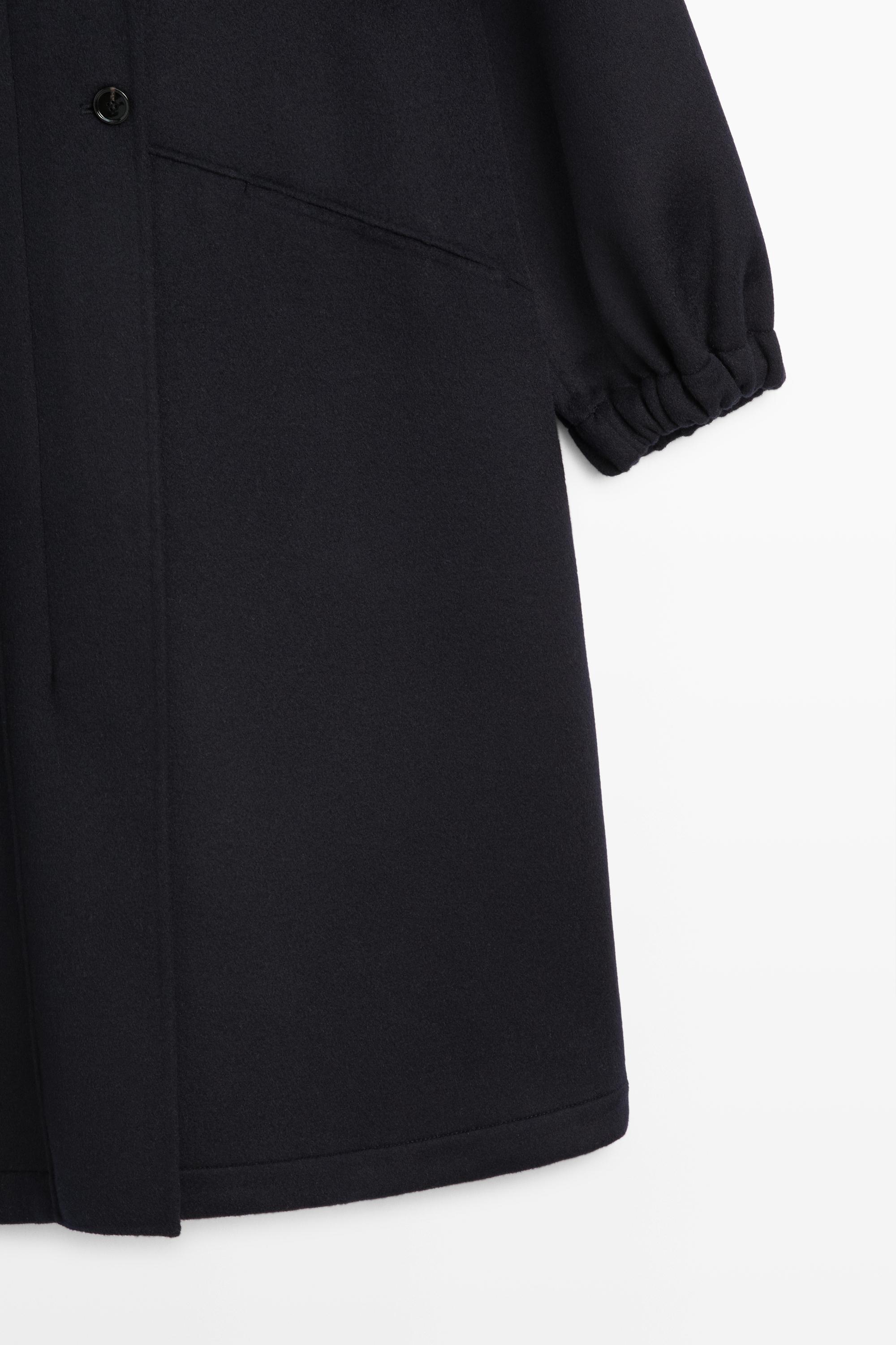 Parka longue à col montant en mélange de laine