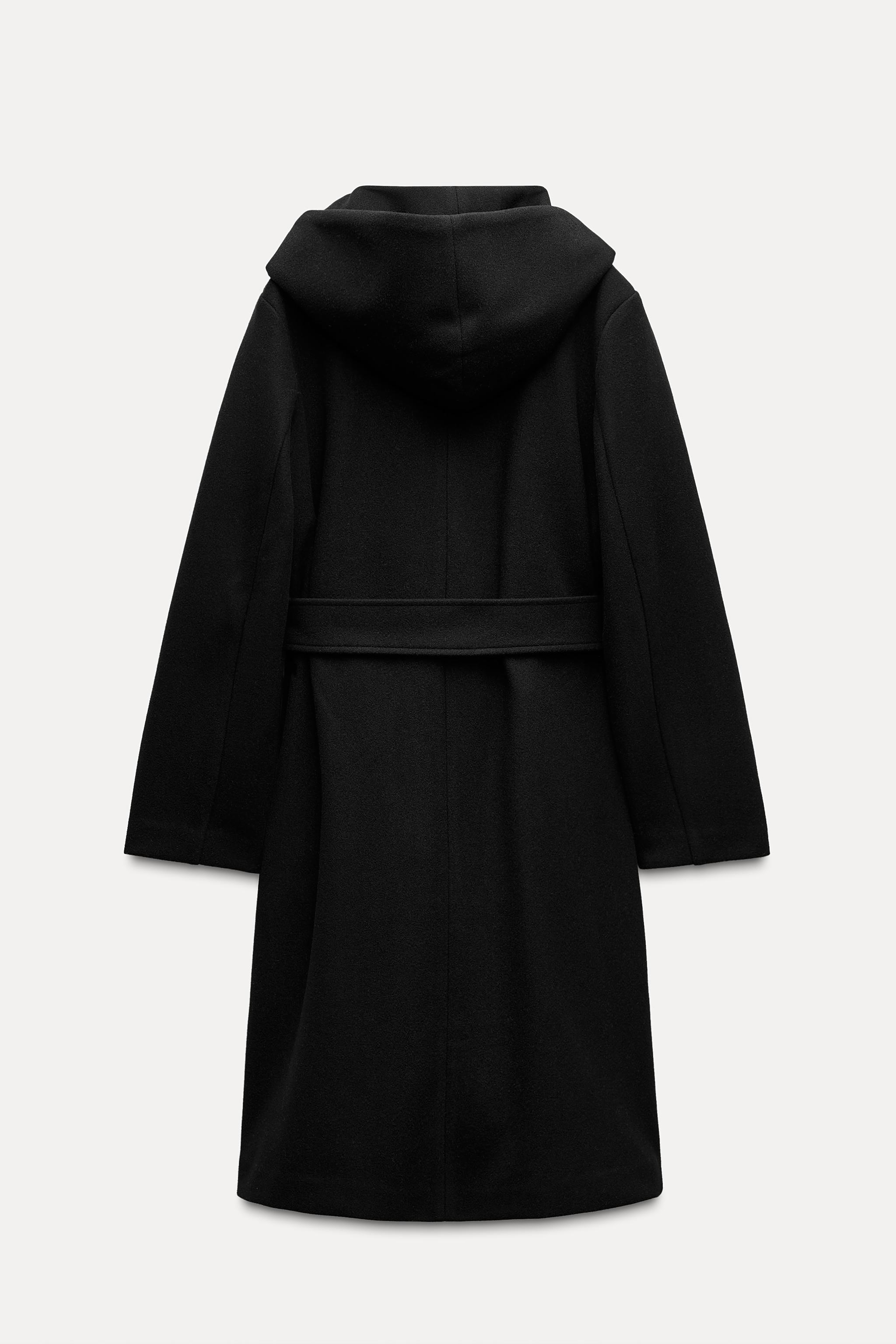 Fashion hooded coat with belt