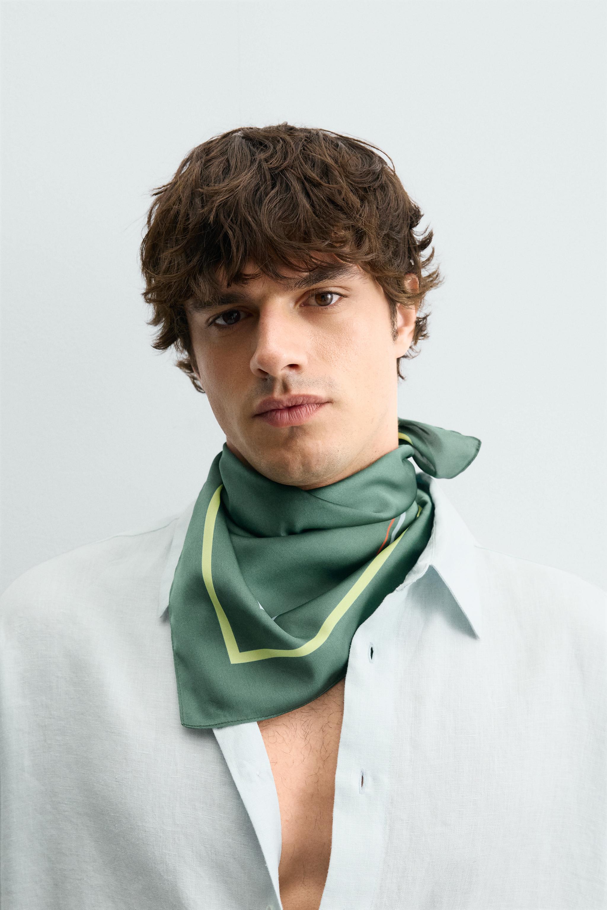 Мужские аксессуары Zara GEOMETRIC PRINT FLOWY BANDANA