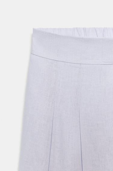 PANTALON LARGE À PINCES AVEC LIN - Lilas de Zara - Image 5