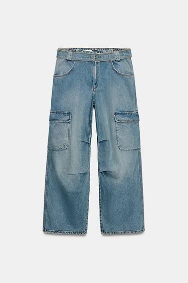BELTED CARGO JEANS - Blue by Zara - Image 0