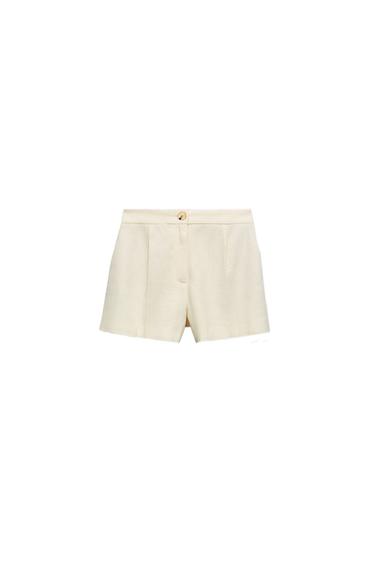 STRAIGHT-LEG LINEN BLEND BERMUDA SHORTS