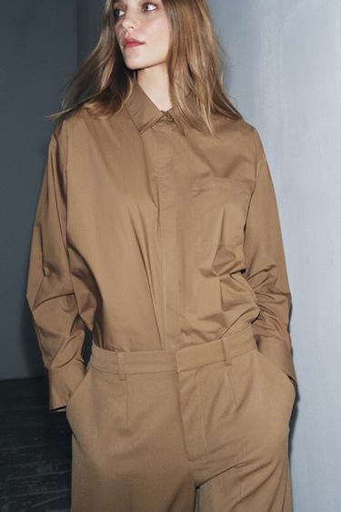 OVERSIZE SHIRT ZW COLLECTION - Caramel by Zara