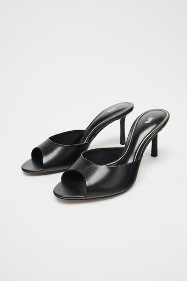 LEATHER HEELED MULES - Black by Zara - Image 3