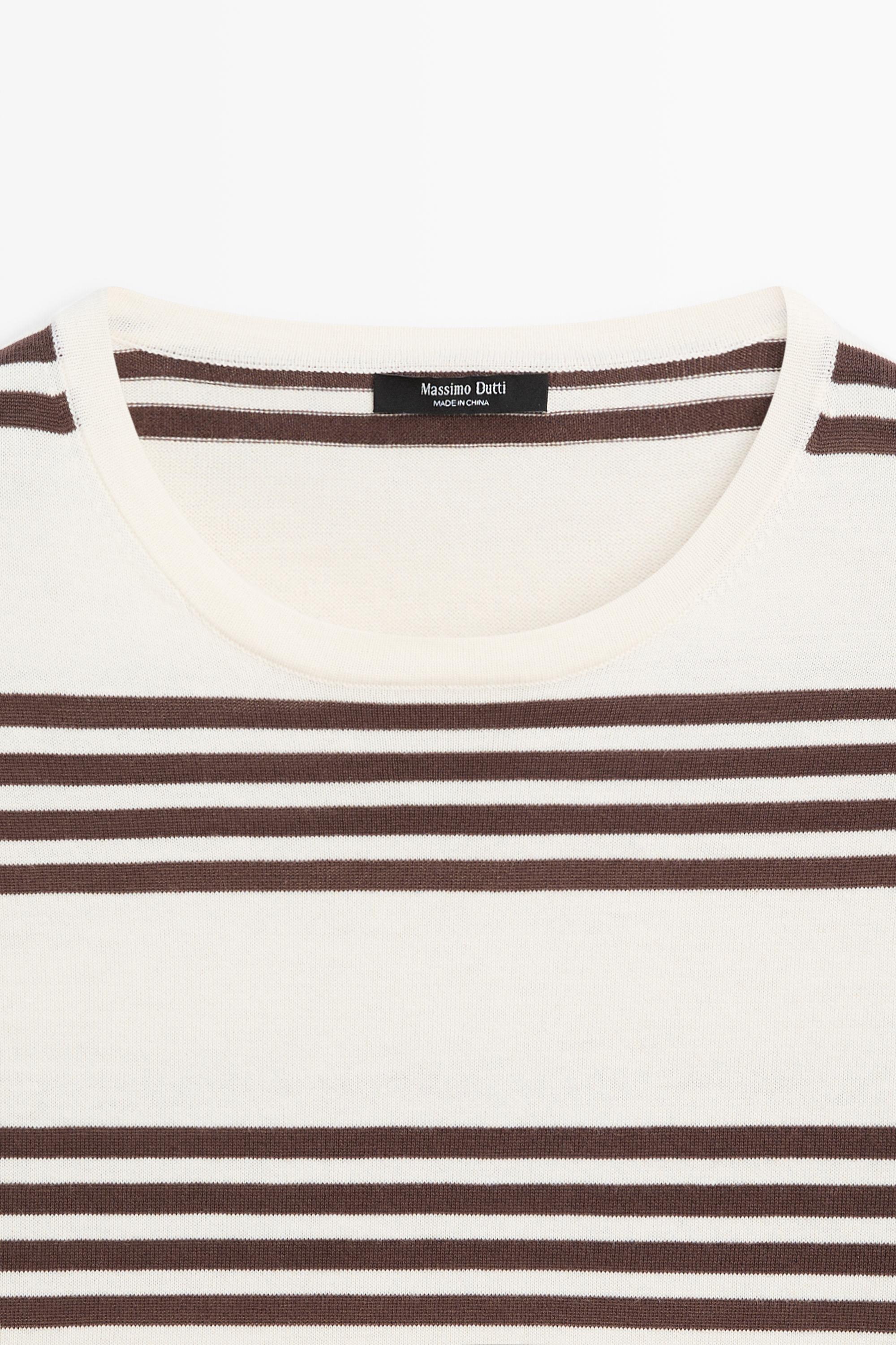 Pull en maille à rayures manches courtes