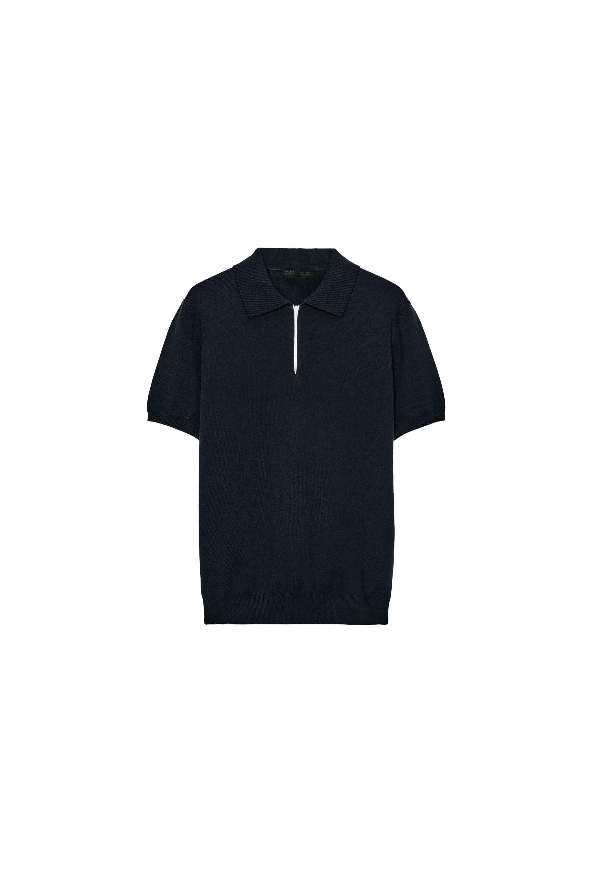 KNIT ZIP POLO SHIRT - Navy blue | ZARA Canada
