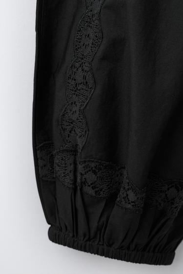 PANTALÓN BOMBACHO LACE BORDADOS - Negro de Zara