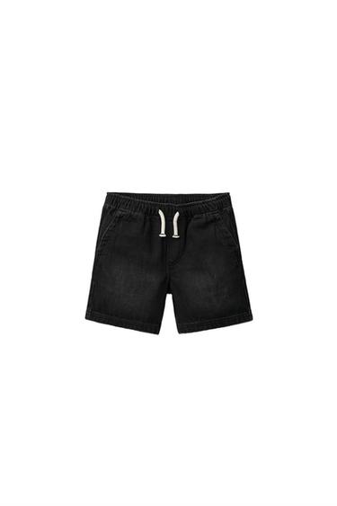 DENIM BERMUDA SHORTS WITH LABEL - Black by Zara