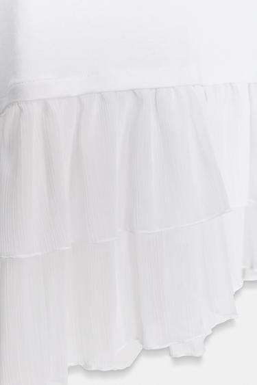 CONTRAST T-SHIRT WITH RUFFLES - White by Zara - Image 9