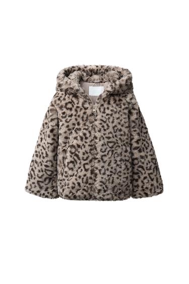 ANIMAL PRINT FAUX FUR JACKET