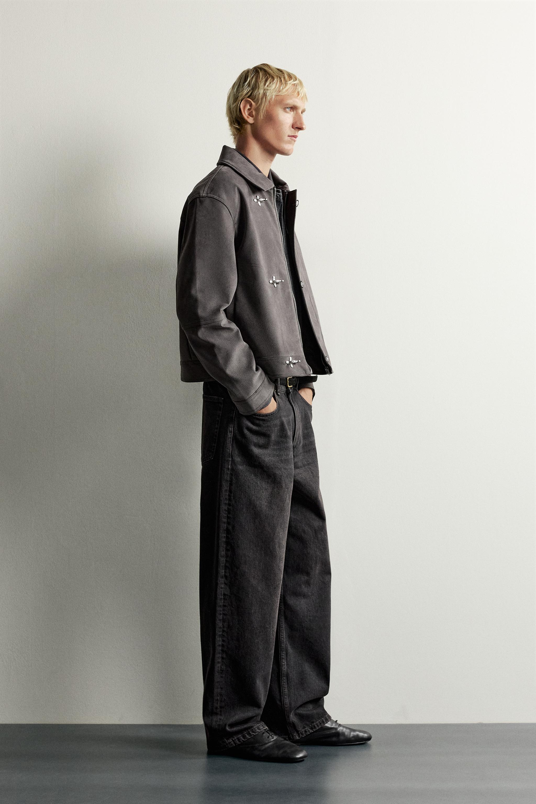 SUEDE-EFFECT JACKET WITH FROG FASTENING