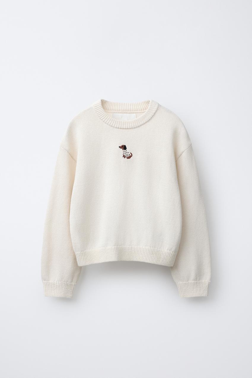 EMBROIDERED DOG KNIT JUMPER - Light beige | ZARA United States