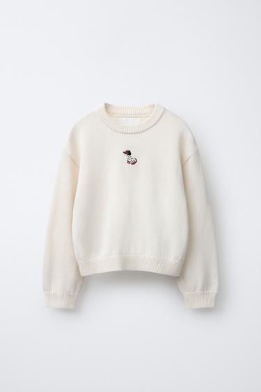 DOG EMBROIDERY KNIT JUMPER - Light beige by Zara