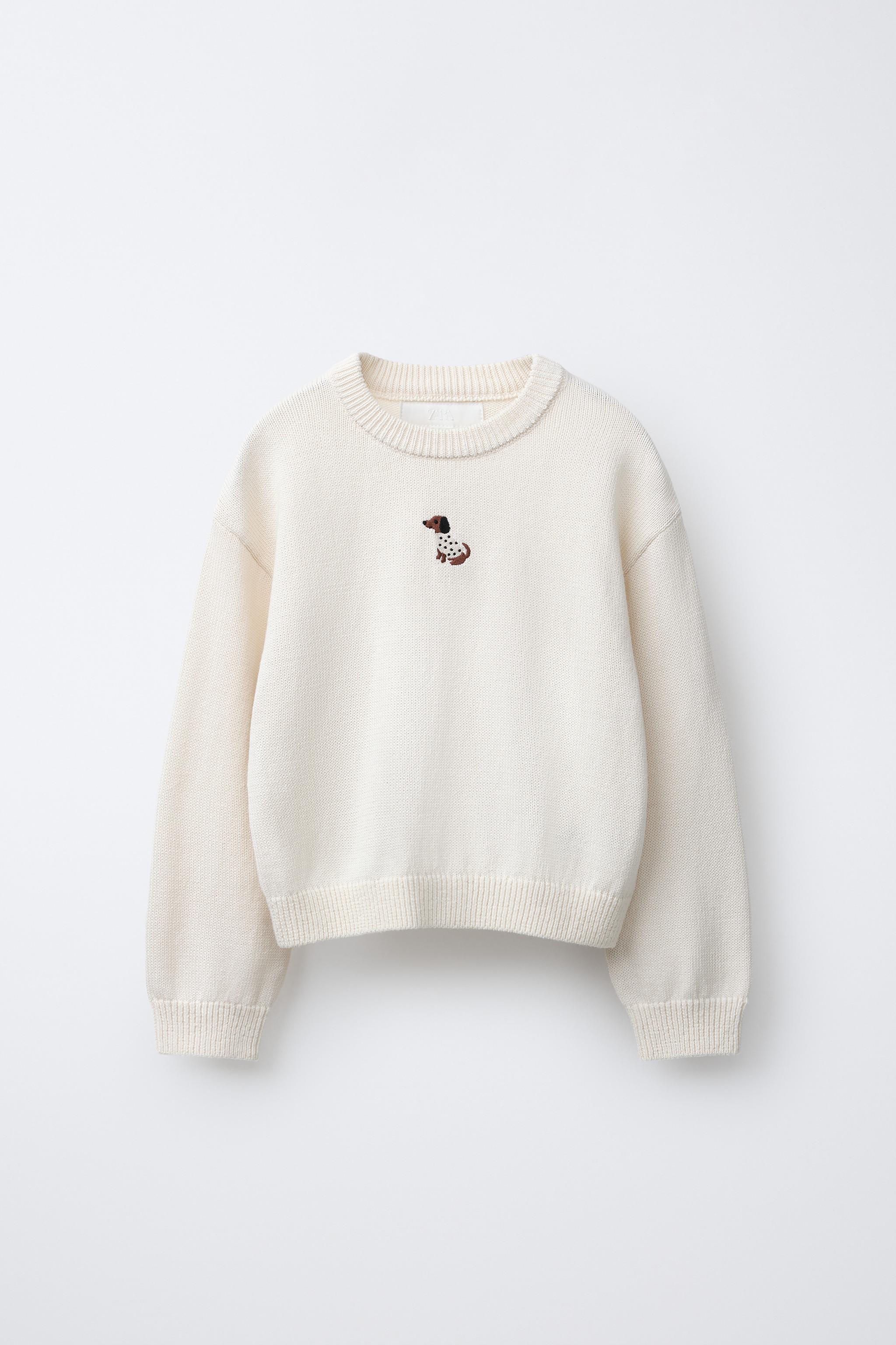 PULL EN MAILLE AVEC CHIEN BRODÉ