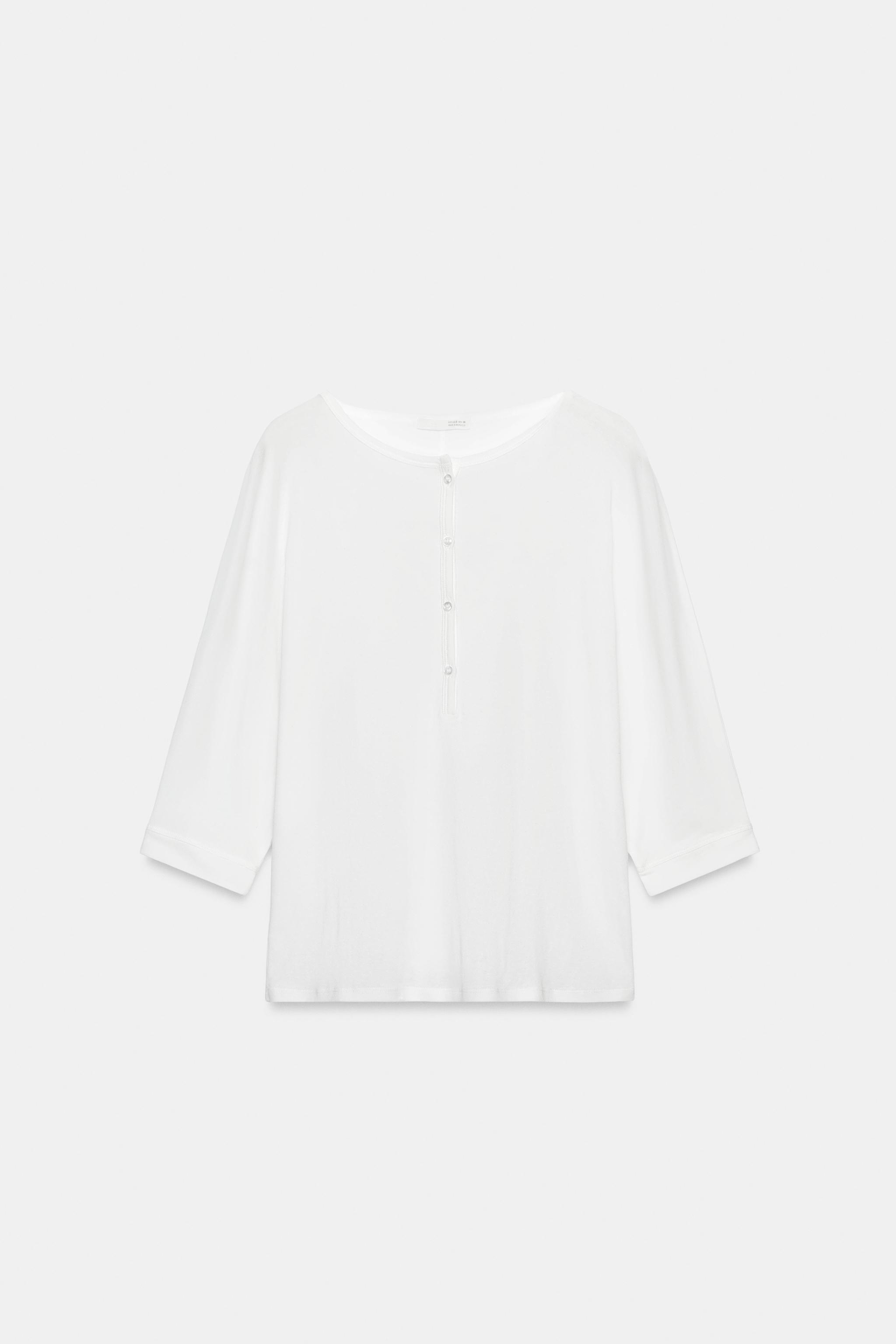 T-SHIRT COL TUNISIEN EN COTON