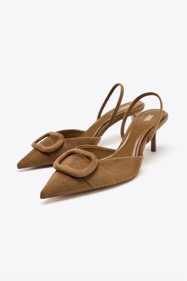 CHAUSSURES OUVERTES À L'ARRIÈRE PIÈCE - Marron de Zara - Image 3