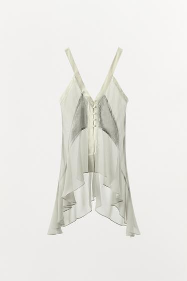 FLOWING GEORGETTE TOP - Light grey by Zara - Image 2