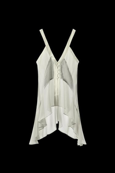 Zara GEORGETTE FLOWY TOP - Light gray - Image 0