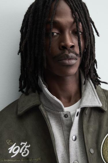 FAUX SUEDE BOMBER JACKET - Light khaki by Zara - Image 4