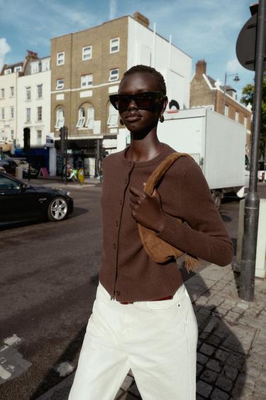 GILET BASIQUE 100 % LAINE - Marron de Zara - Image 1