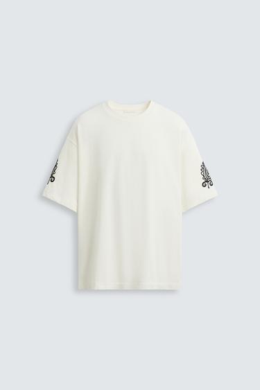 CONTRAST EMBROIDERY SHIRT - Oyster-white by Zara