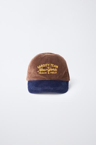 CORDUROY CAP WITH EMBROIDERED TEXT - Brown by Zara