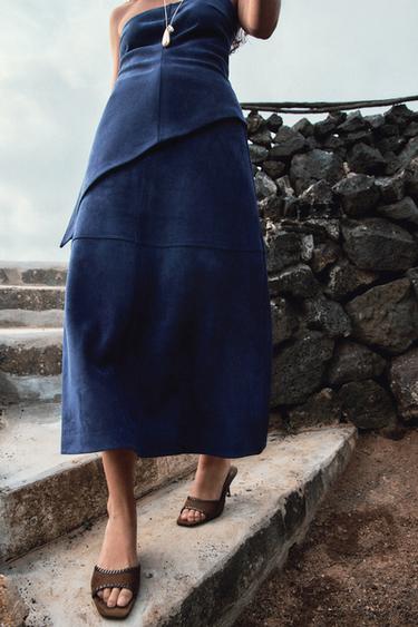 FALDA CAPA EFECTO ANTE - Azul medio de Zara