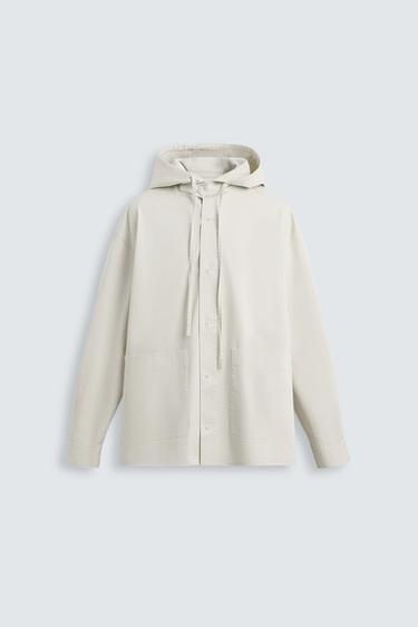 SOBRECAMISA OVERSIZED FIT CAPUCHA - Blanco / Gris de Zara