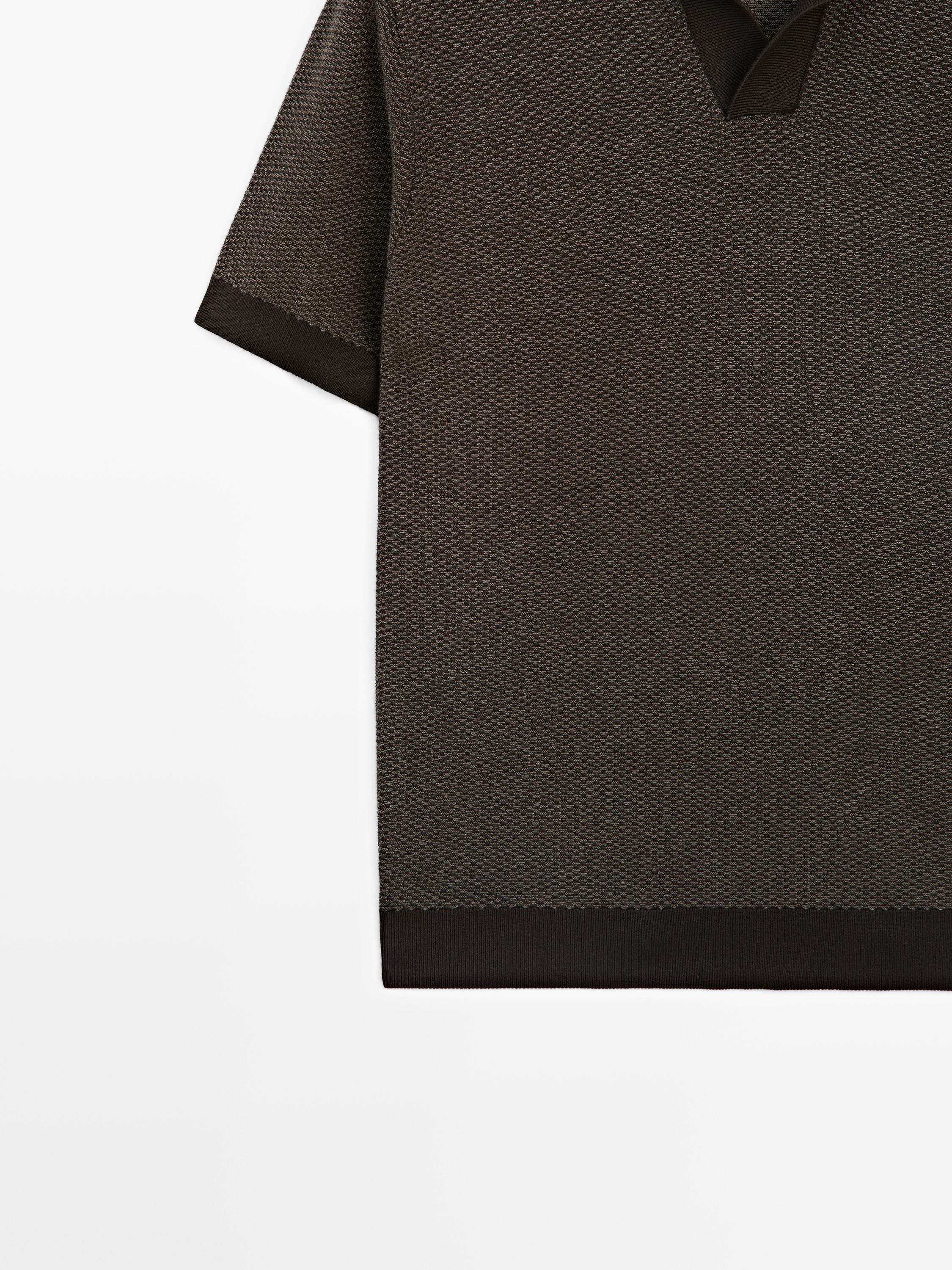 100% cotton textured knit polo sweater