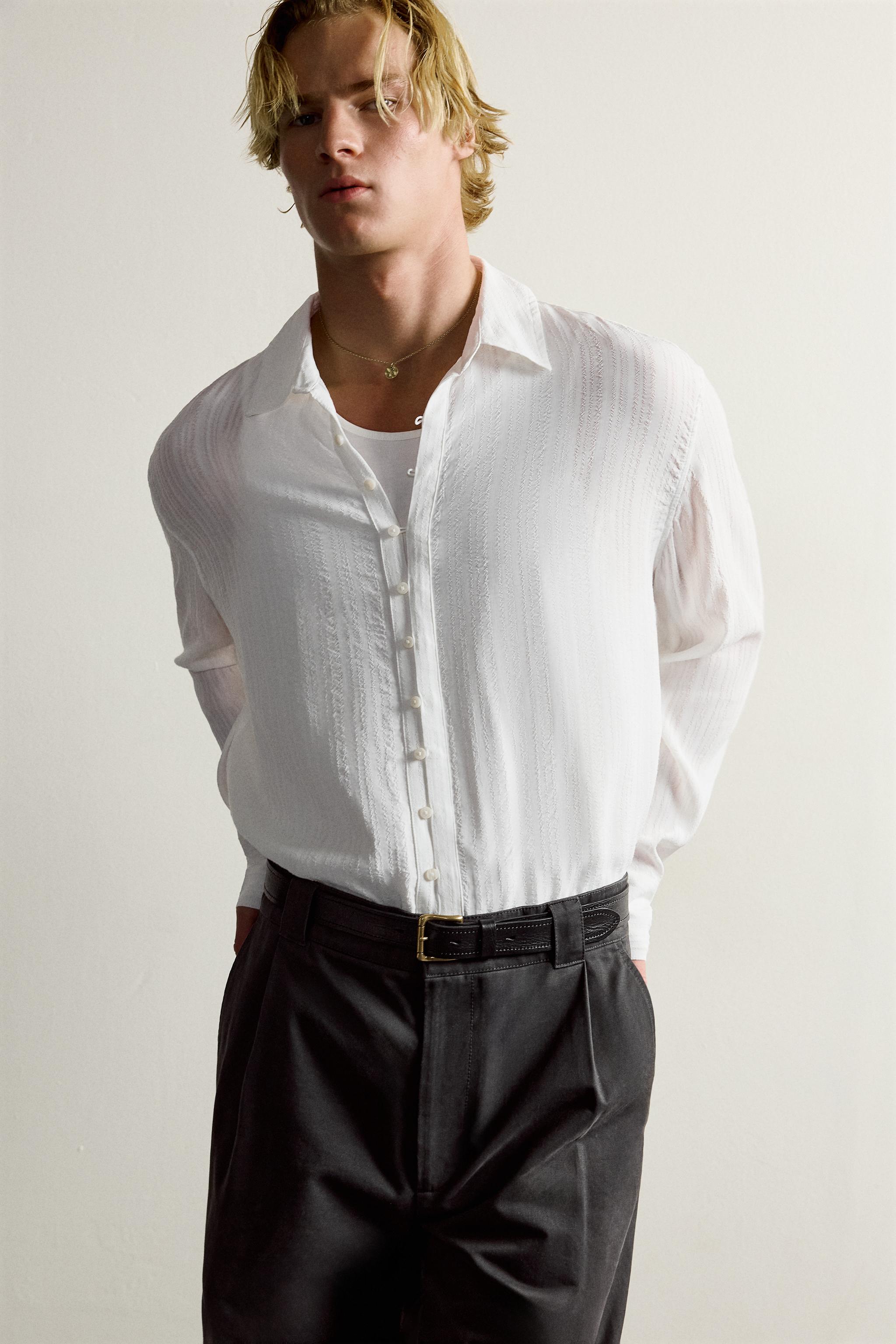 CHEMISE FLUIDE 100% VISCOSE RAYURES