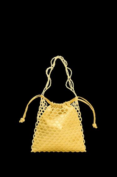 Zara BEADED MINI BUCKET BAG - Yellow - Image 0