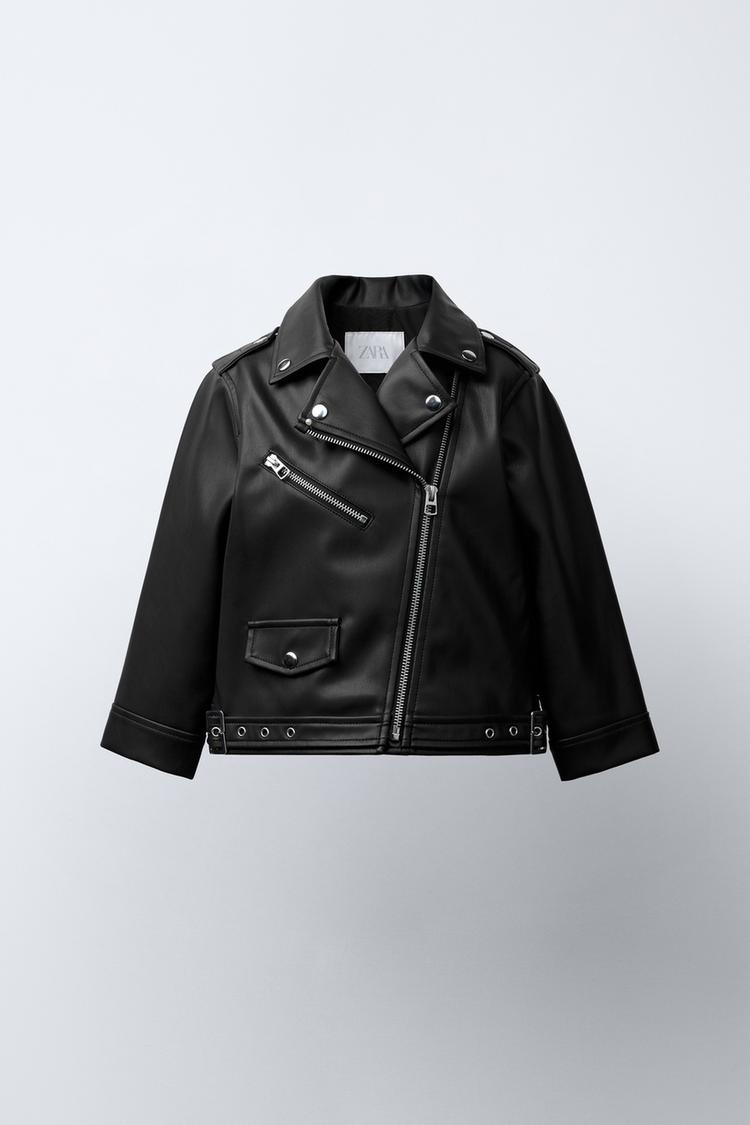 For Men Zara Man Black Leather Jacket FAUX LEATHER BIKER JACKET