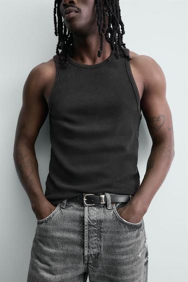 FADED RIB TANK TOP - Dark brown by Zara - Image 4