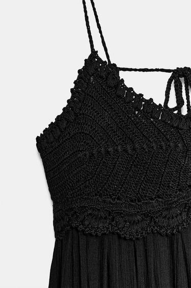 ROBE LONGUE BIMATIÈRE EN MAILLE CROCHET - Noir de Zara - Image 9