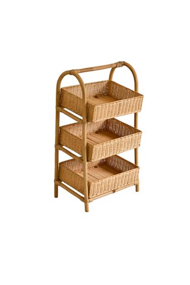 Zara RATTAN STORAGE RACK - Light beige