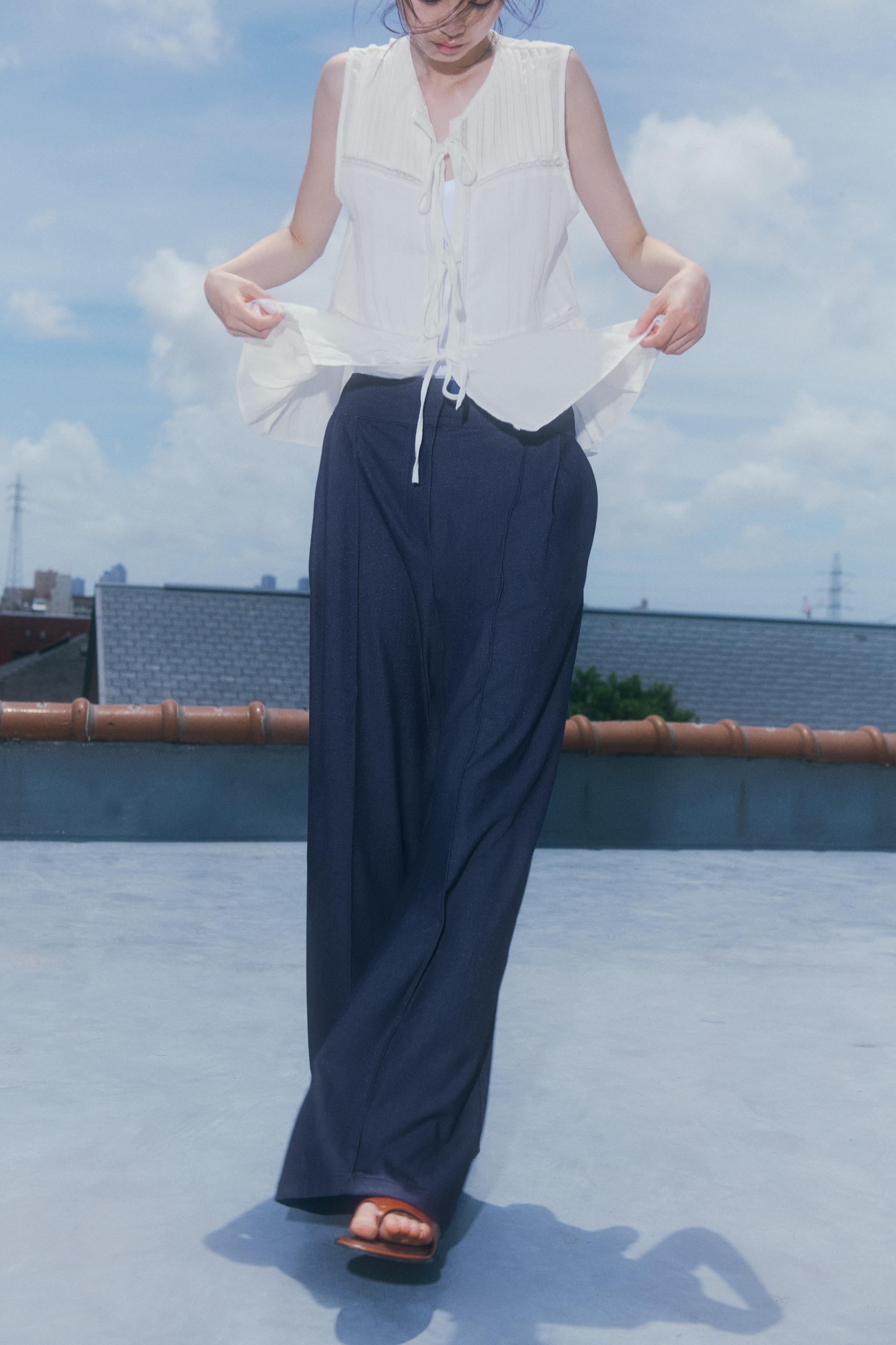 新品未使用　ZARA ニット　ハイウェストパンツ 2022.06.25 ネイビー×オフホワイト×ベージュ🦙🐕💙 ZARAの #ハイ