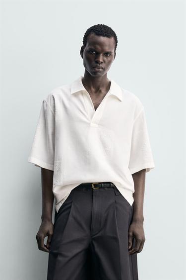 قميص بولو بتطريز فواكه - أبيض الخاص بـ Zara