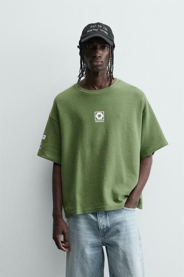 SUDADERA RELAXED FIT ESTAMPADOS - Verde de Zara