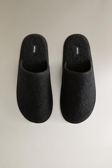 WARM SLIPPERS WITH LEATHER SOLE - Black by Zara - Image 2