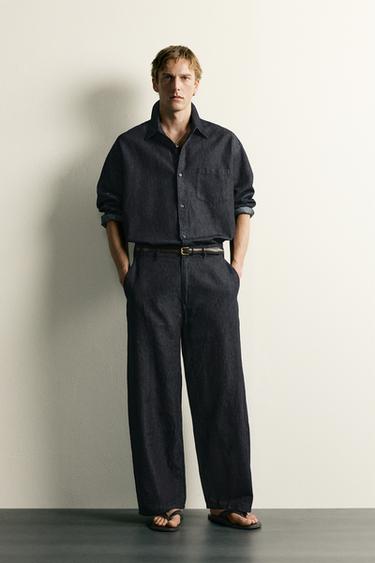 Zara 休閒版輕質丹寧襯衫 - 靛青色