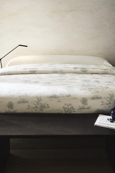 CAPA DE EDREDOM DE CETIM COM TOILE JOUY - Azul-esverdeado da Zara