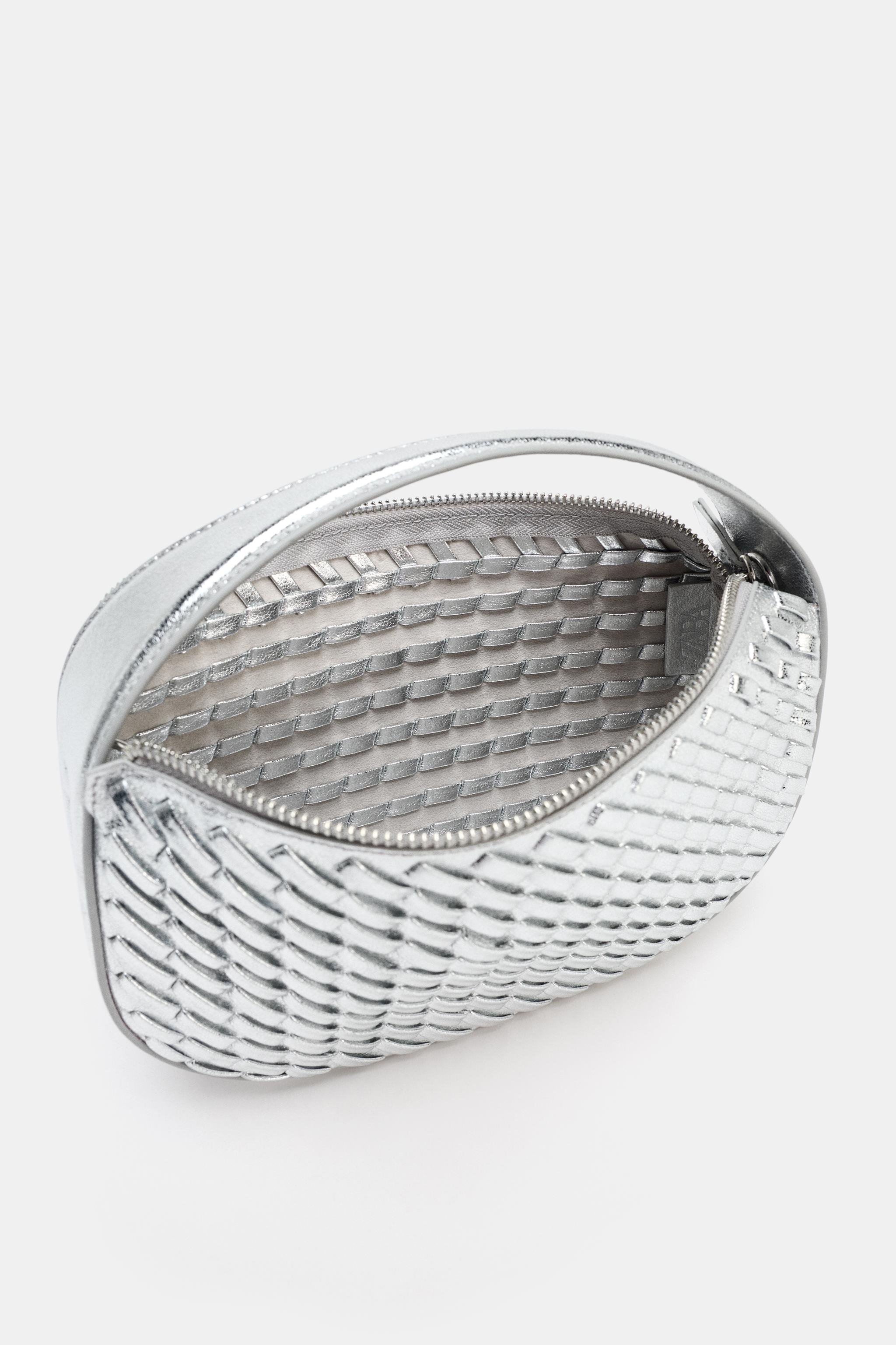 WOVEN EFFECT HANDBAG - Silver | ZARA United States